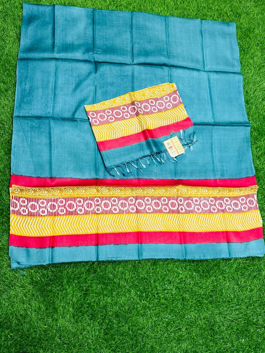 Pure Handloom Tussar Silk Dress Materials | Top & Dupatta Only